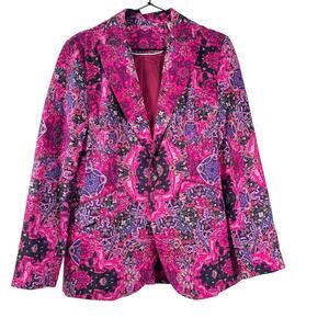 NWT Robert Graham Penelope Womens Pink Multicolor Paisley Floral Blazer Jacket S